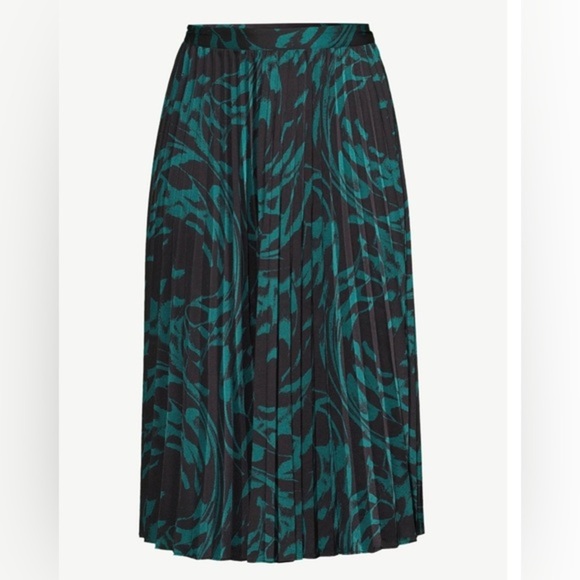 Pleated black & emerald green Silk look Midi Skirt size XXL (20) brand‎ new - Picture 3 of 5